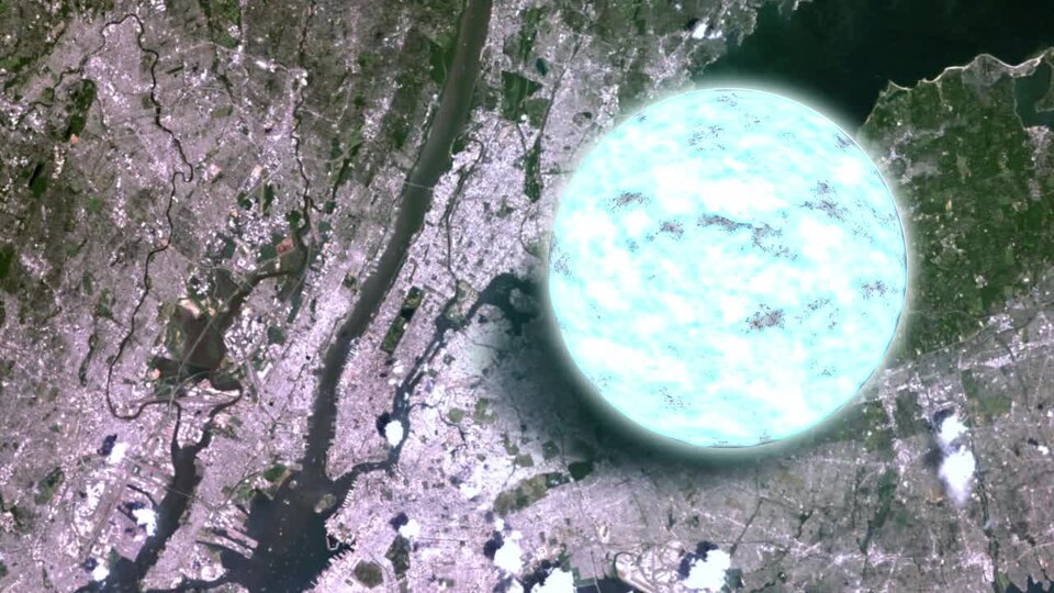 A pulsar is a neutron star, the crushed core of a star that has exploded. Neutron stars crush half a million times more mass than Earth into a sphere no larger than Manhattan.