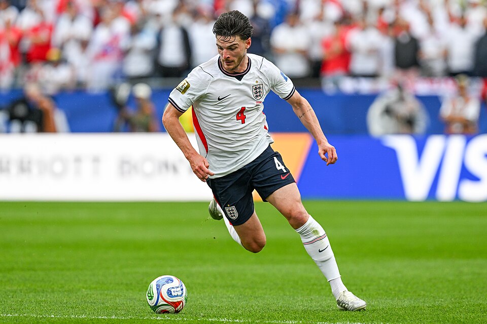 FOXBOROUGH, UNITED STATES - June 23: Declan Rice #4 of England in action during the FIFA World Cup 2026 Group L match between England and Ghana on June 23, 2026 Boston Stadium , Foxborough, Massachusetts