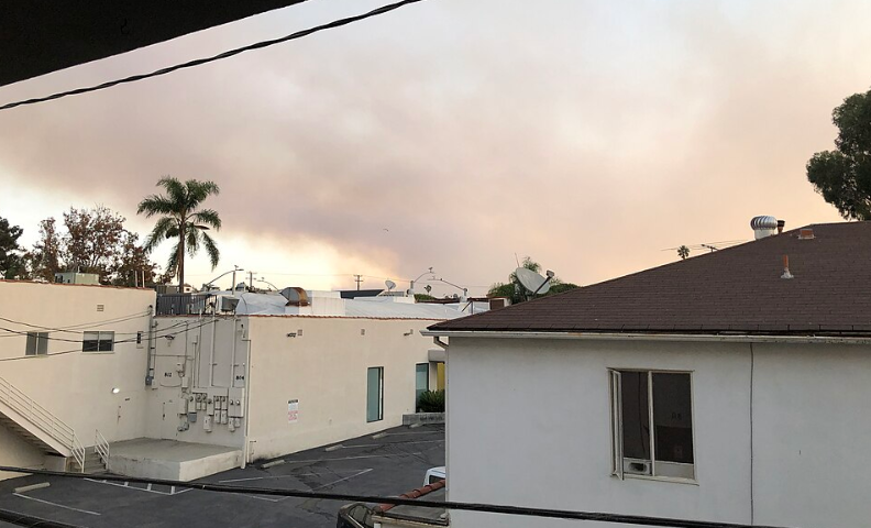 Smoke from the Getty Fire seen from Santa Monica, California