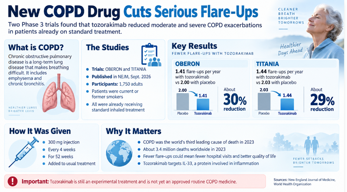 New COPD Drug Cuts Serious Flare-Ups in Two Large Trials