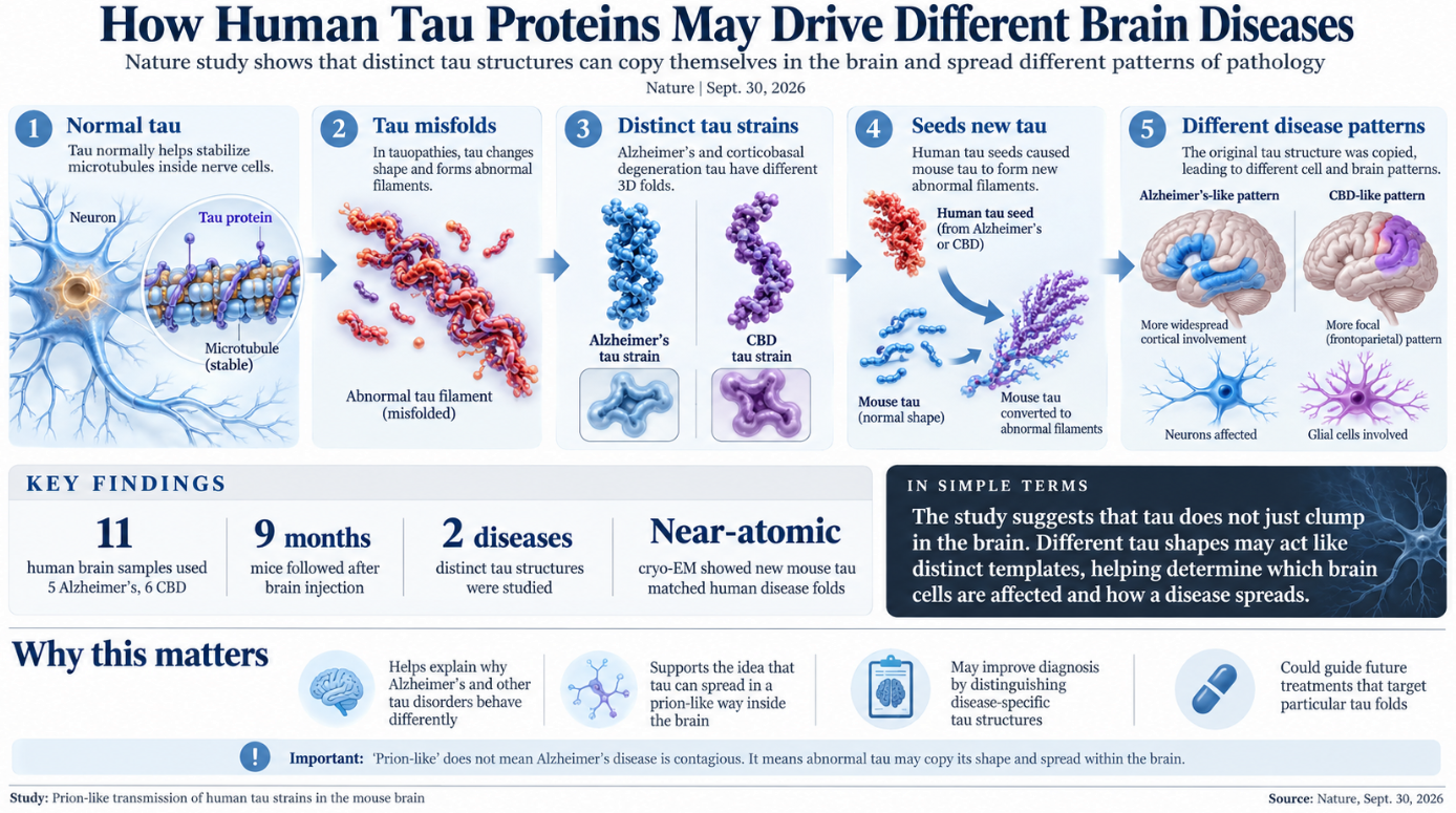 Human Tau Proteins Act Like Distinct Prion Strains in Brain Study