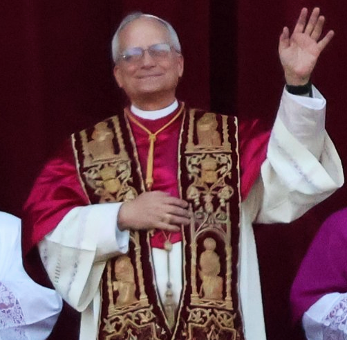 Pope Leo XIV on the loggia after his election (cropped)
