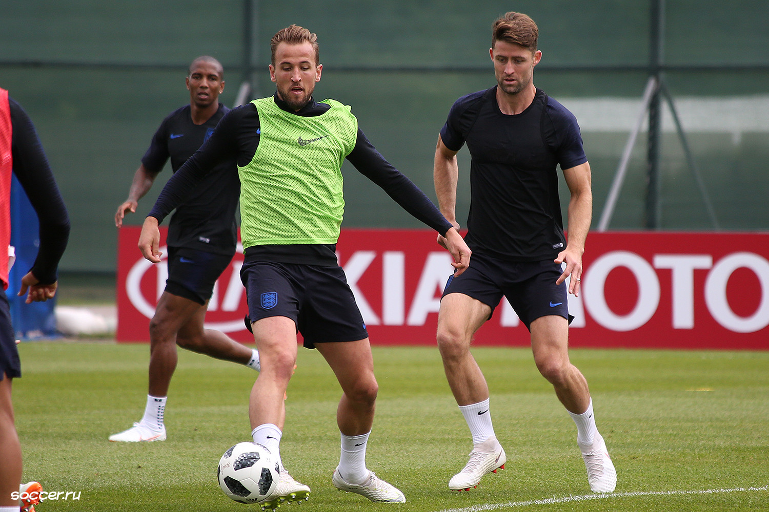 Kane during training with England at the 2018 FIFA World Cup